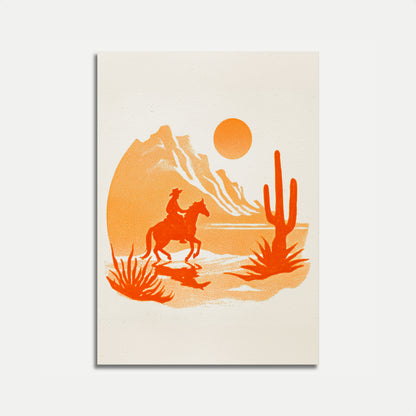 Desert Cowboy Sunset Poster