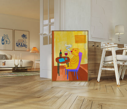 Afslappet Hunde Vin Aften Plakat