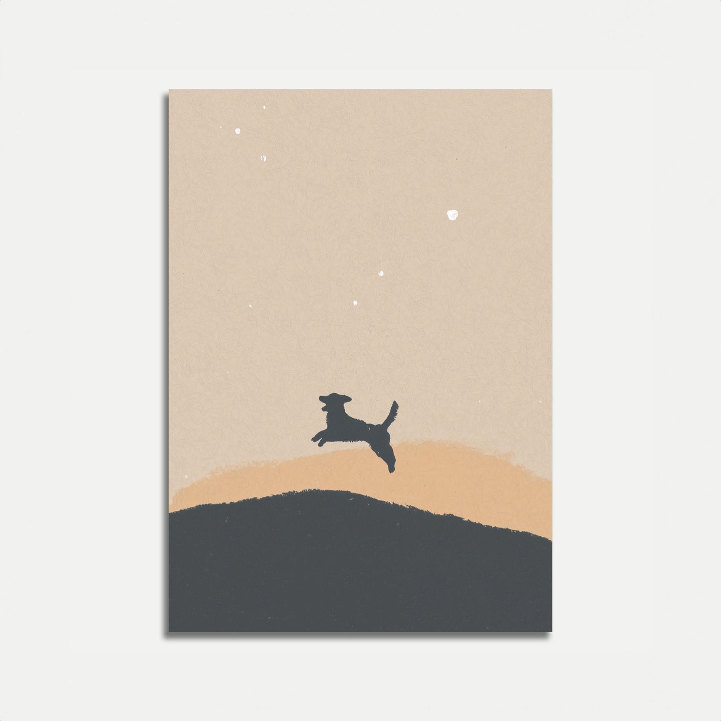 Affiche silhouette de chien bondissant