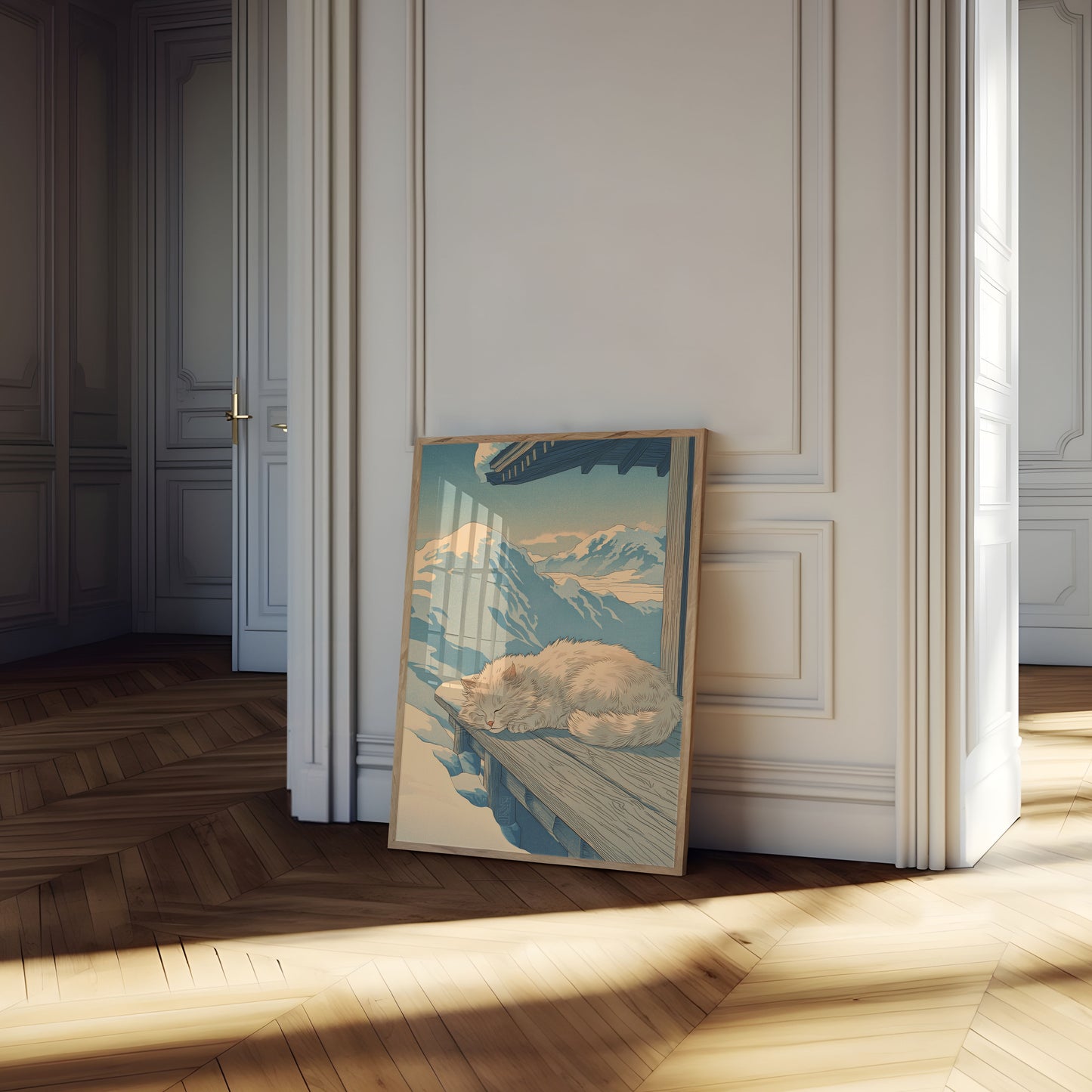 Schlafende Katze Bergblick Poster