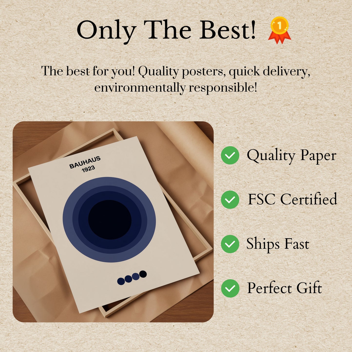 Bauhaus Blue Concentric Circles Poster