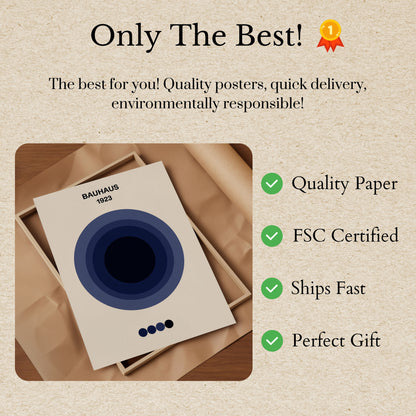 Bauhaus Blue Concentric Circles Poster