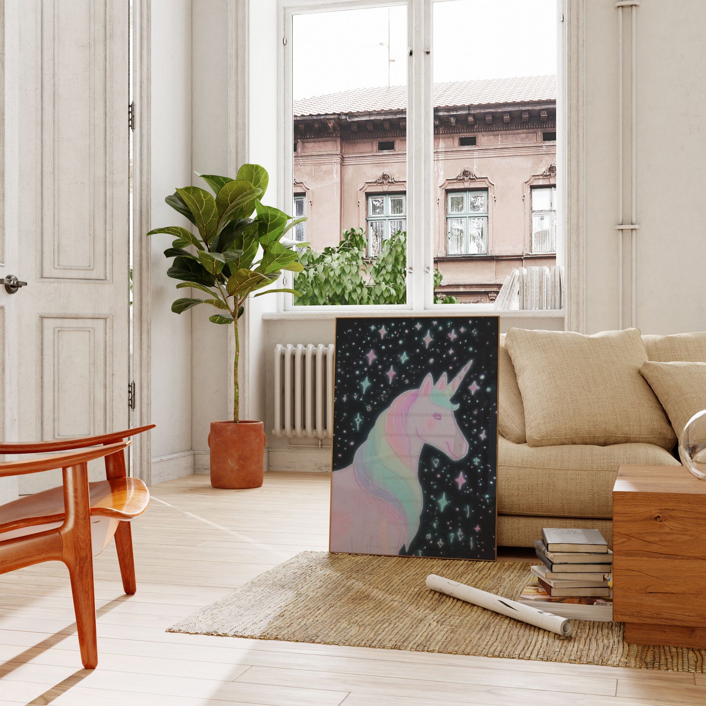 Starry Magical Unicorn Poster