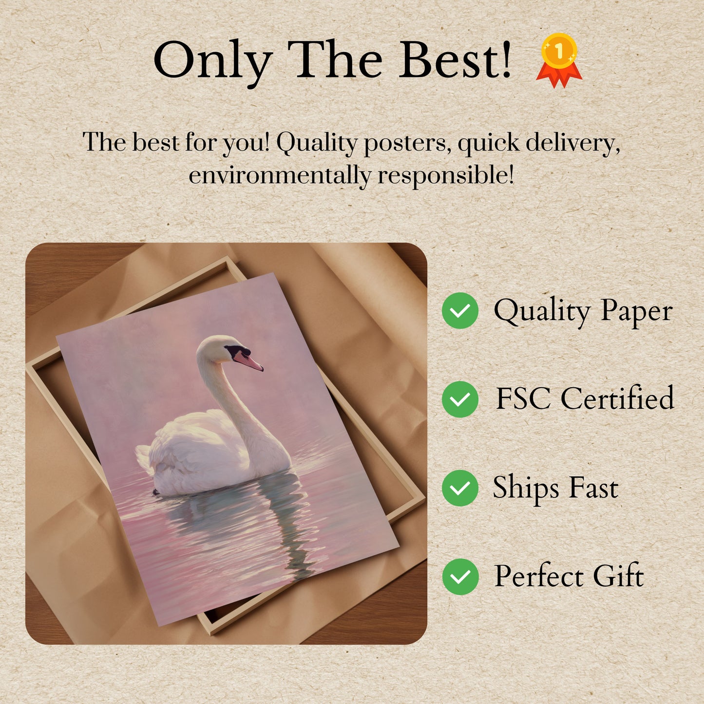 Elegant White Swan Poster
