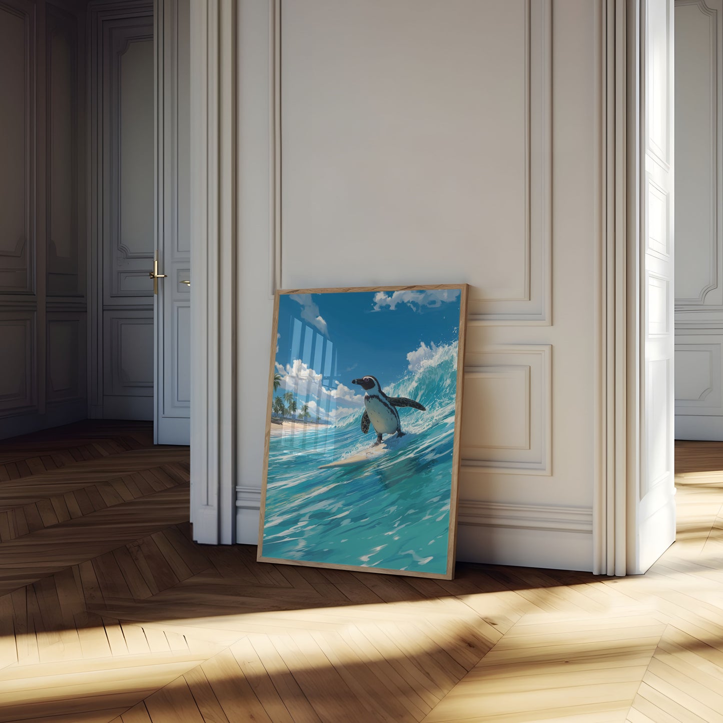 Surfing Penguin Beach Adventure Poster