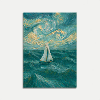 Starry Night Sailboat Ocean Poster