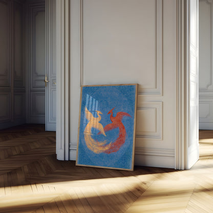 Golden and Red Phoenix Poster