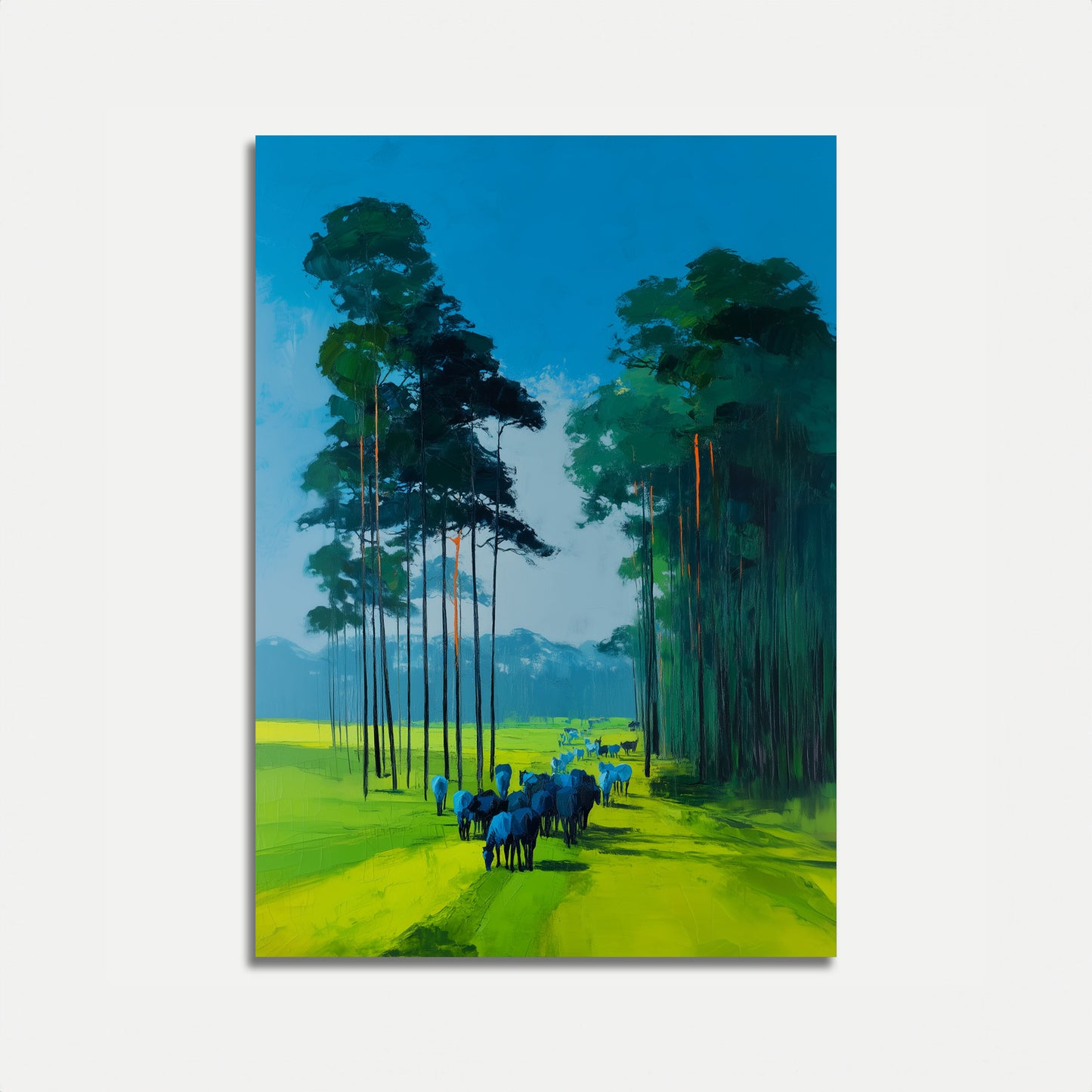 Blå Hjord Skovlandskab Plakat