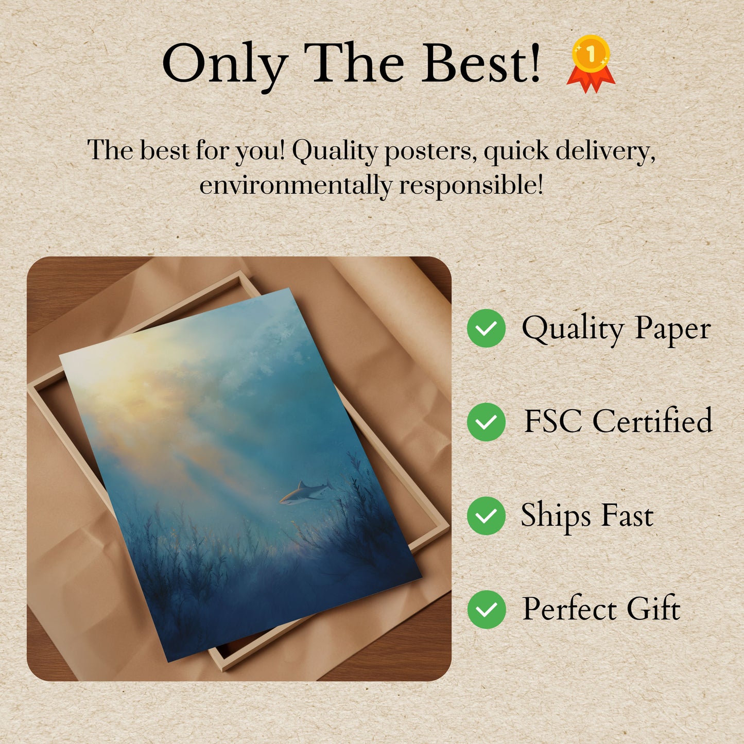 Serene Shark Underwater Poster