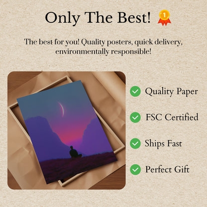 Moonlit Meditation Mountain Poster