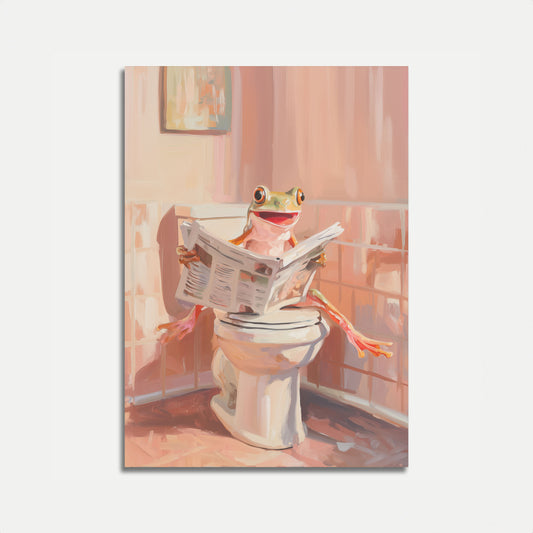 Affiche de Grenouille Lisant le Journal