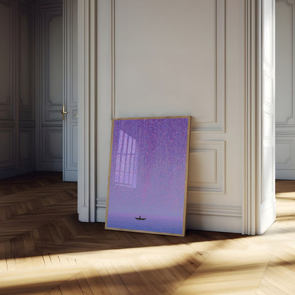Affiche : Bateau Solitaire Sous les Étoiles