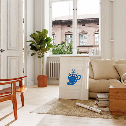 Blue Coffee Cup Cafe Art Poster