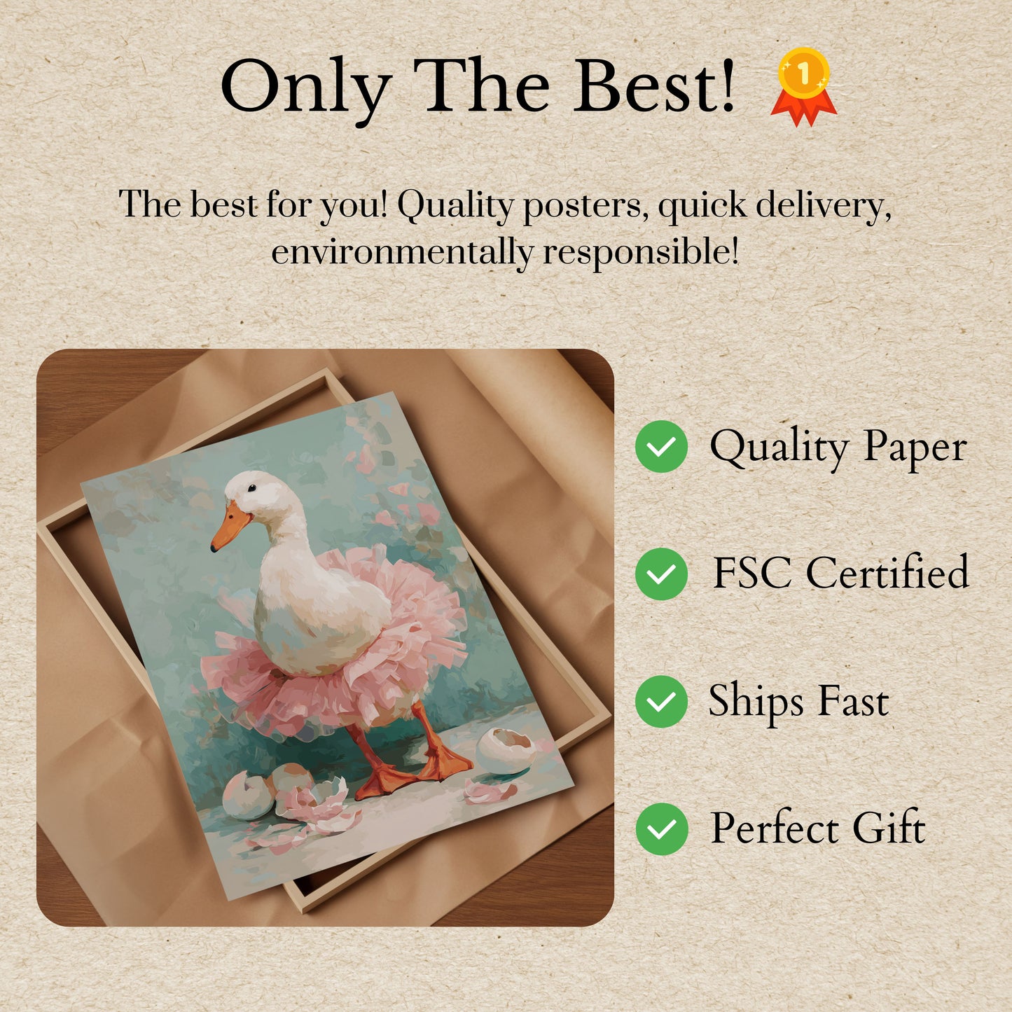 Ballerina Duck in Tutu Poster