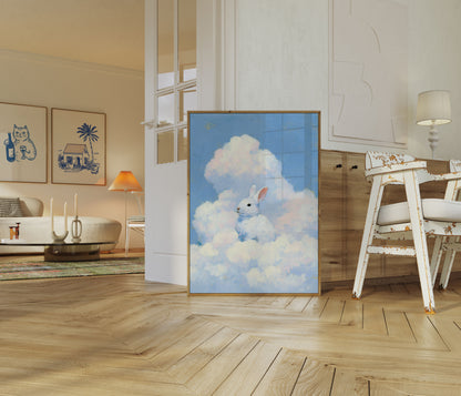 White Rabbit in the Clouds Poster