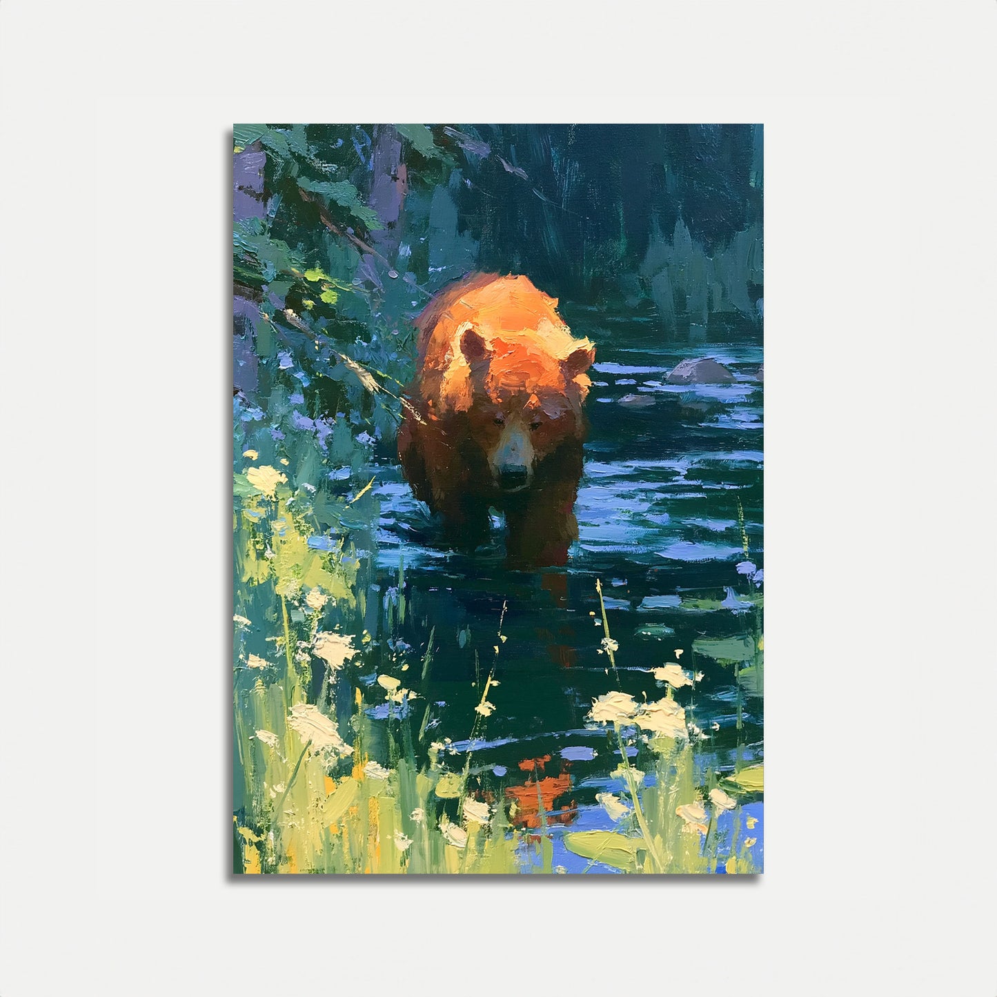 Bear in Wildflower Stream Poster