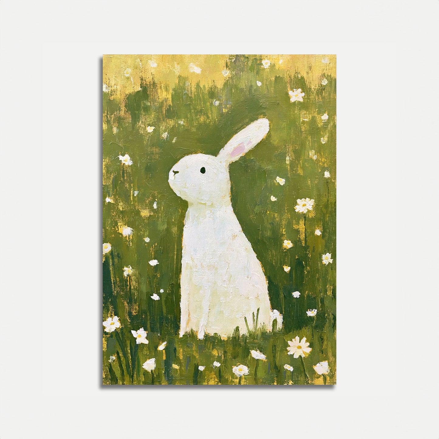 White Rabbit in Daisy Field Poster