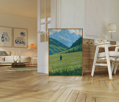 Mountain Meadow Hiker Poster
