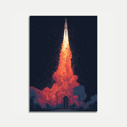 Rocket Launch Celestial Explosion Poster