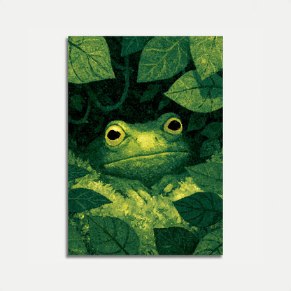 Green Tree Frog in Leaves Poster