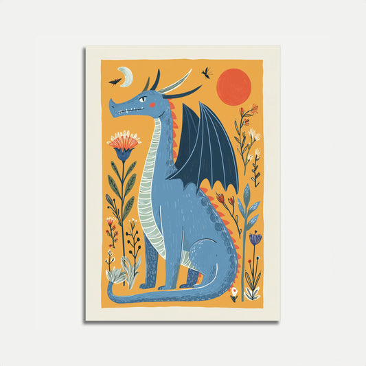 Póster de fantasía del bosque del dragón azul