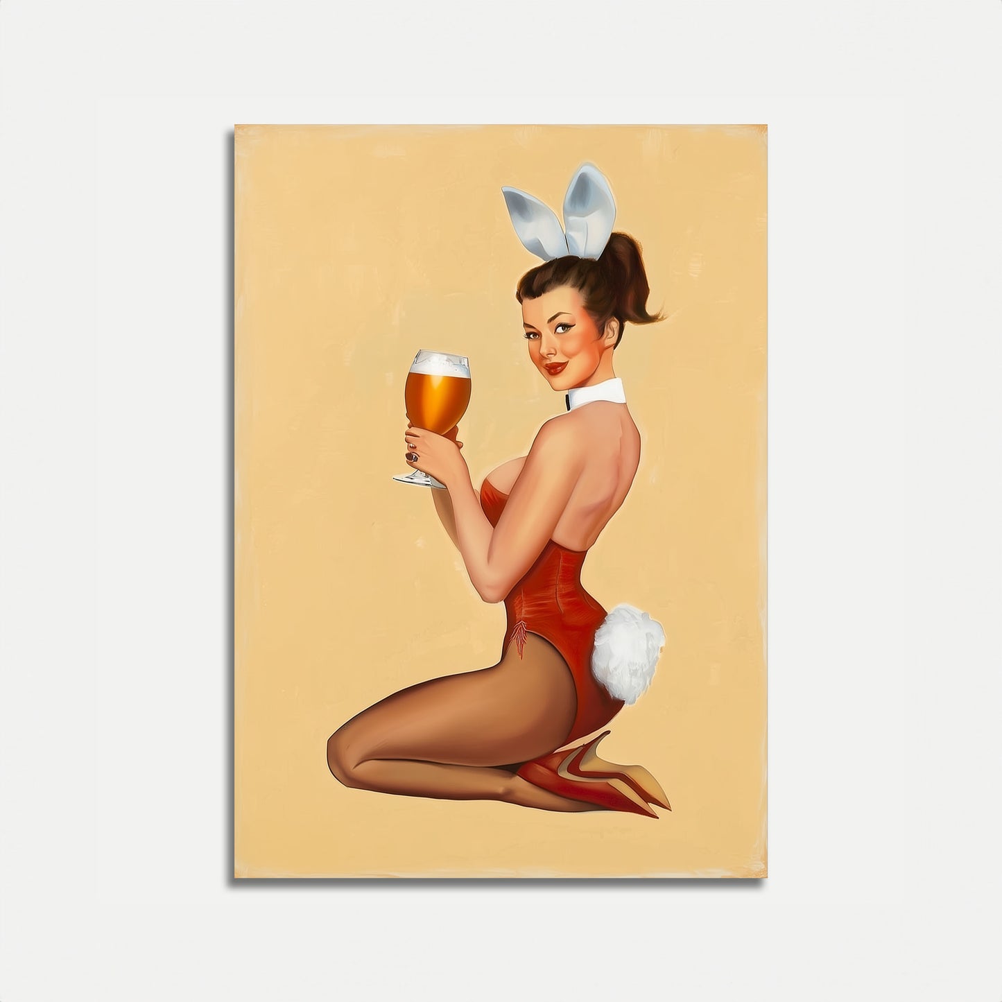 Retro Bunny Beer Glamour Poster