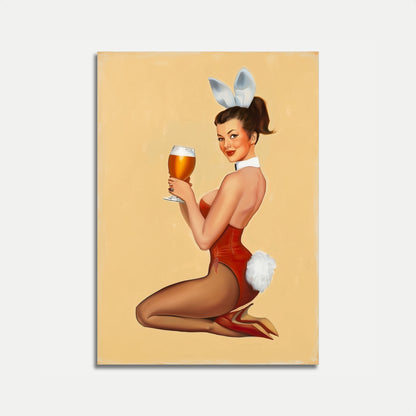 Retro Bunny Beer Glamour Poster