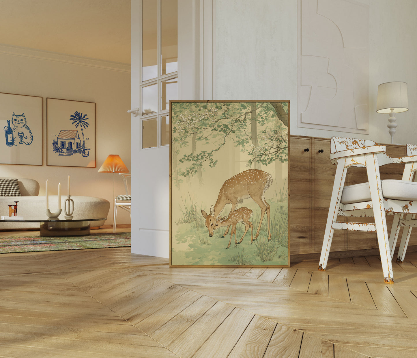 Deer Mother and Fawn Poster