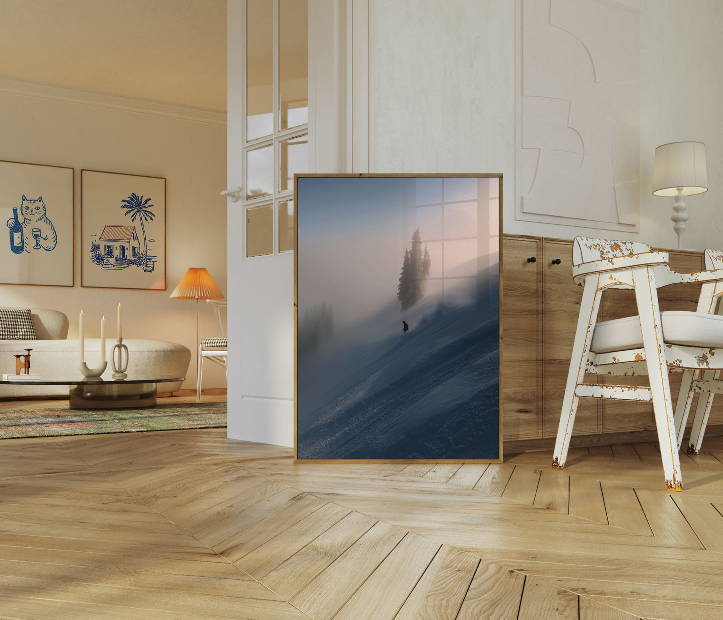 Skiløper i Alpin Tåke Plakat