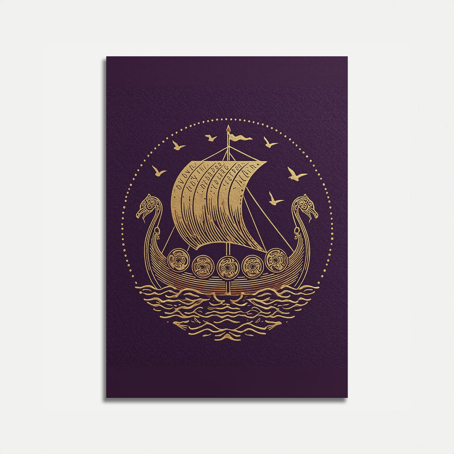 Gylden Vikingeskib Plakat