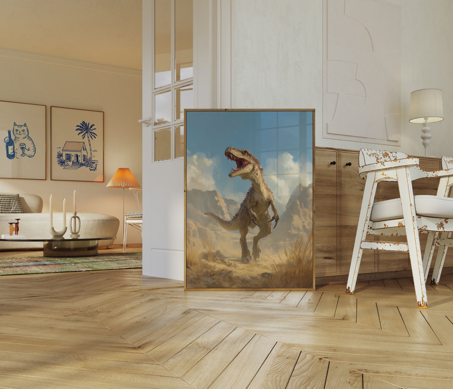 Fierce Dinosaur Desert Hunt Poster