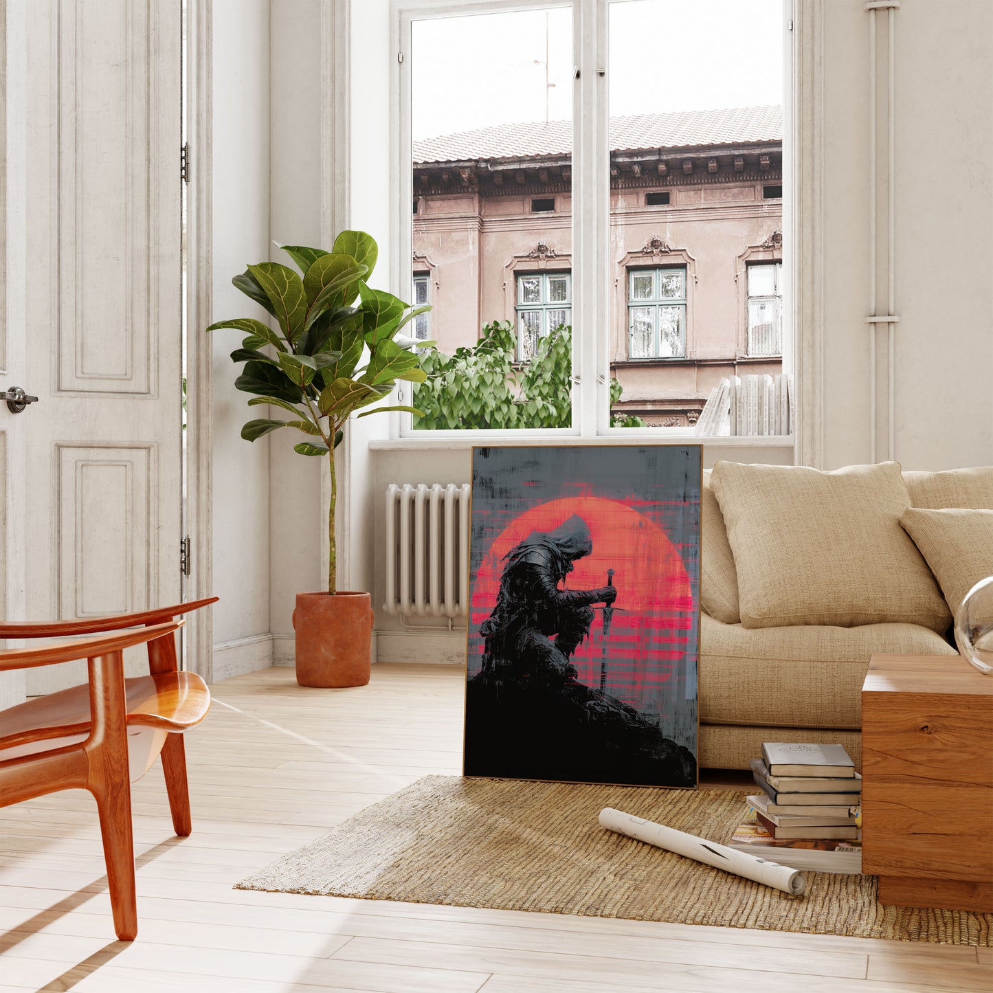 Warrior Sunset Silhouette Poster