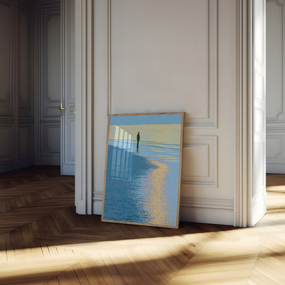 Solitary Figure on Beach Poster