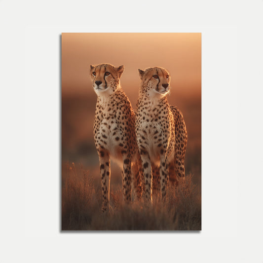Póster del dúo de guepardos de la hora dorada