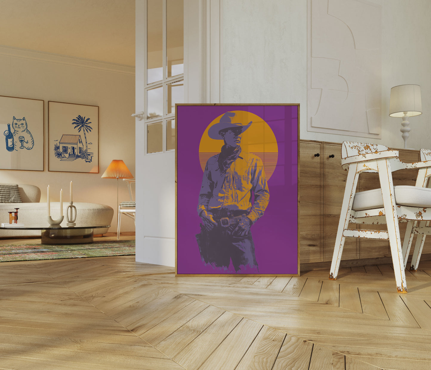 Vestlig Solnedgang Cowboy Plakat