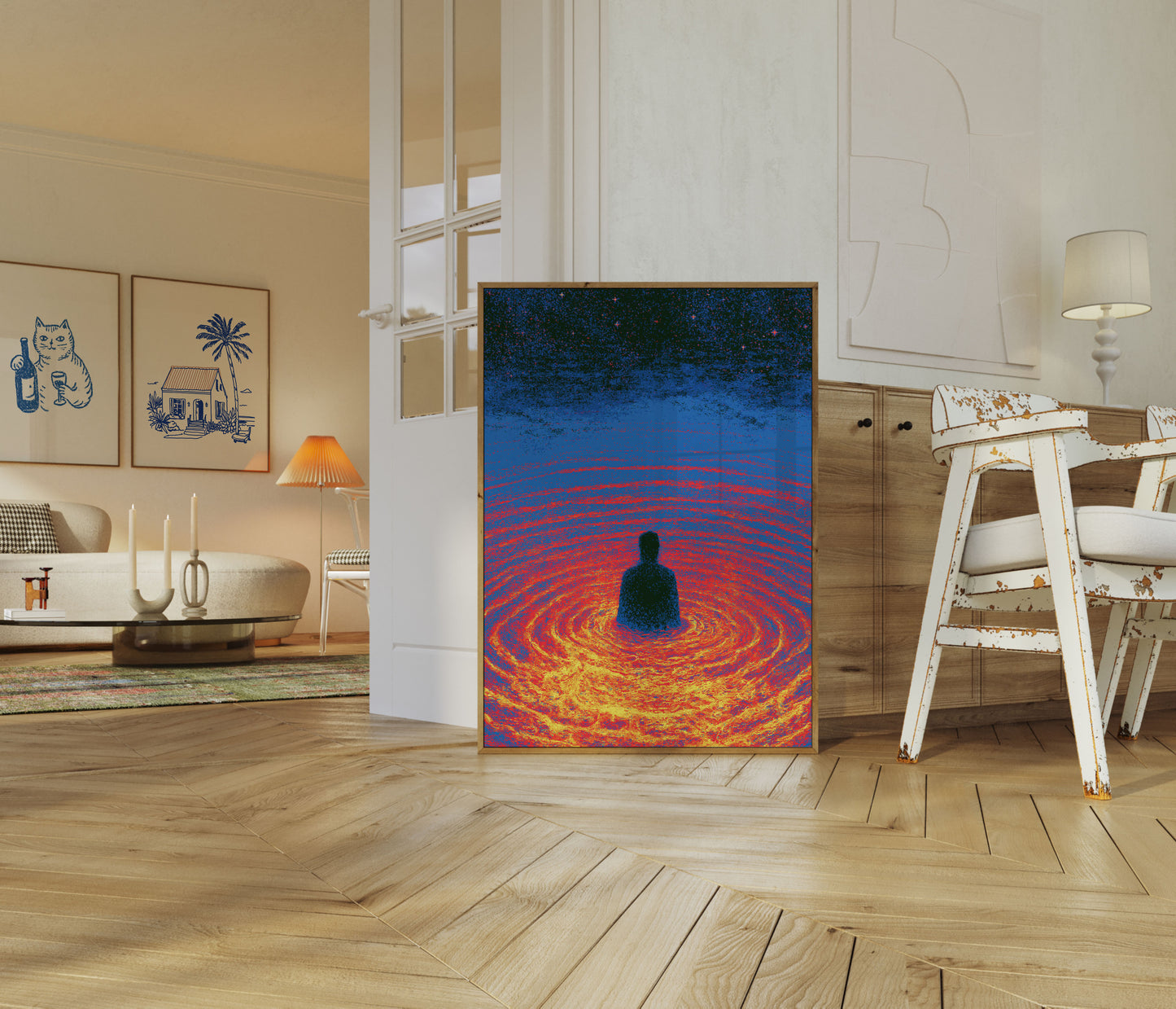 Cosmische Meditatie Silhouet Poster
