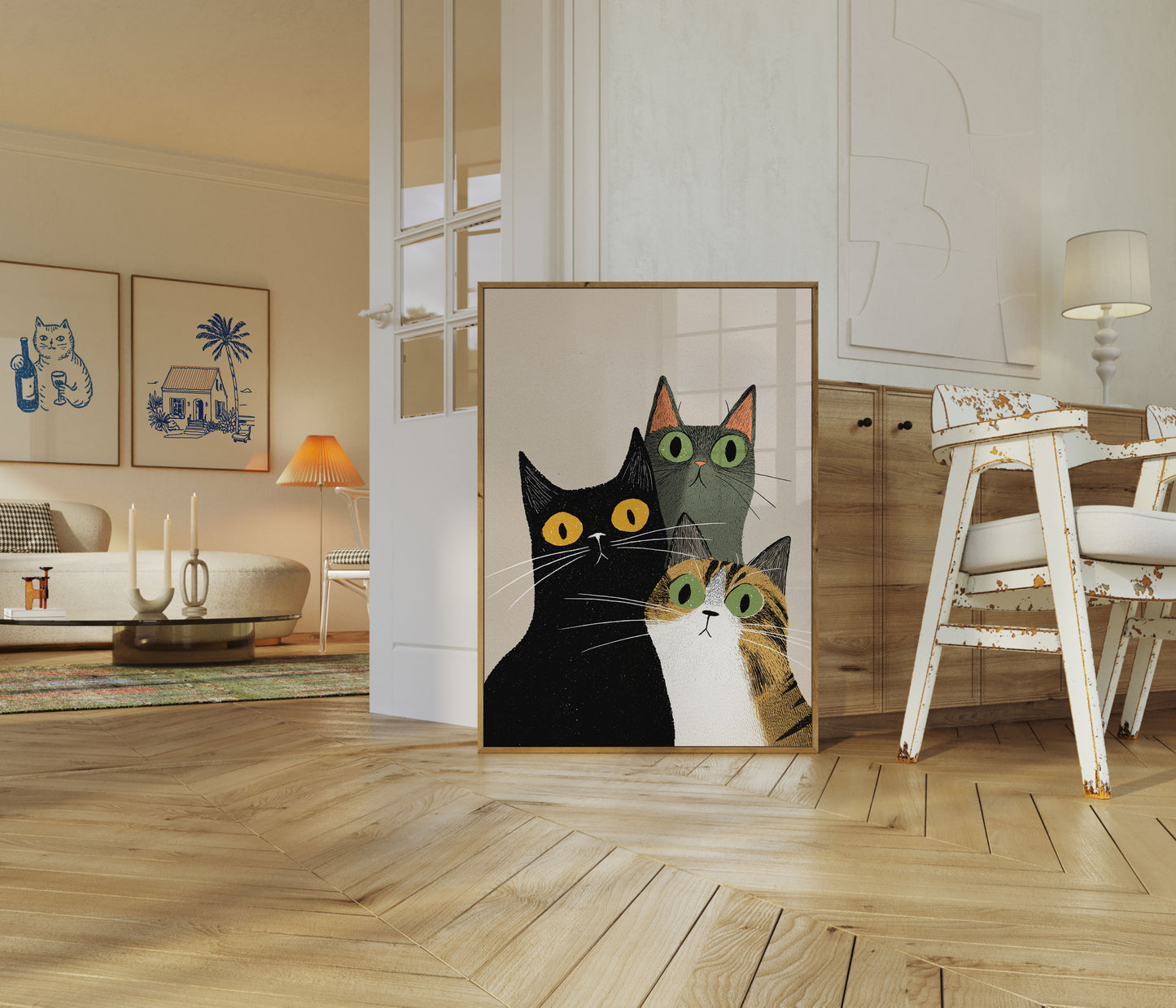 Three Cats Gazing Poster