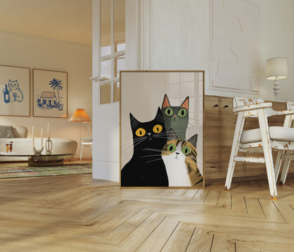Three Cats Gazing Poster