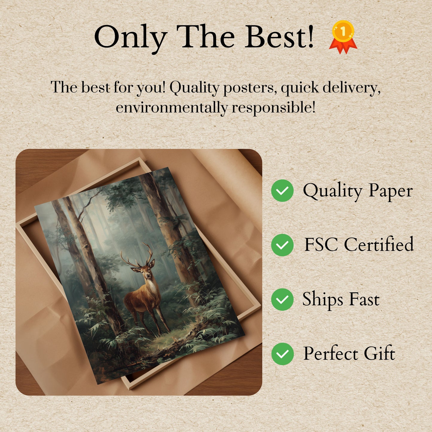Misty Forest Stag Poster