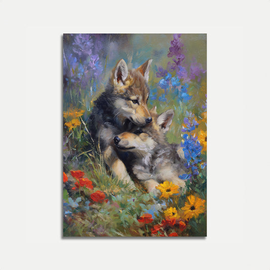 Corgis in Wildflower Garden Poster