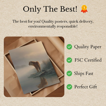 Misty Tiger Reflection Poster