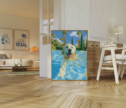 Pancarte Piscine Golden Retriever