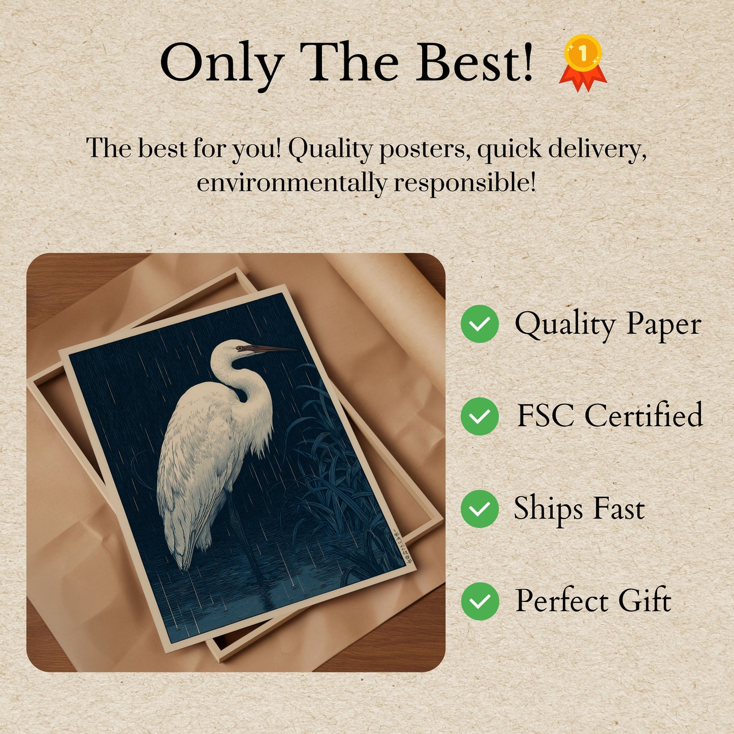 White Egret in Rainfall Poster