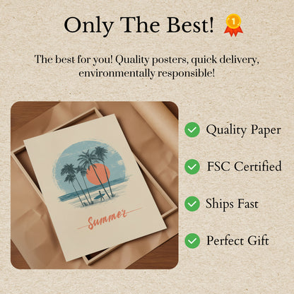 Summer Surfing Palm Beach Poster