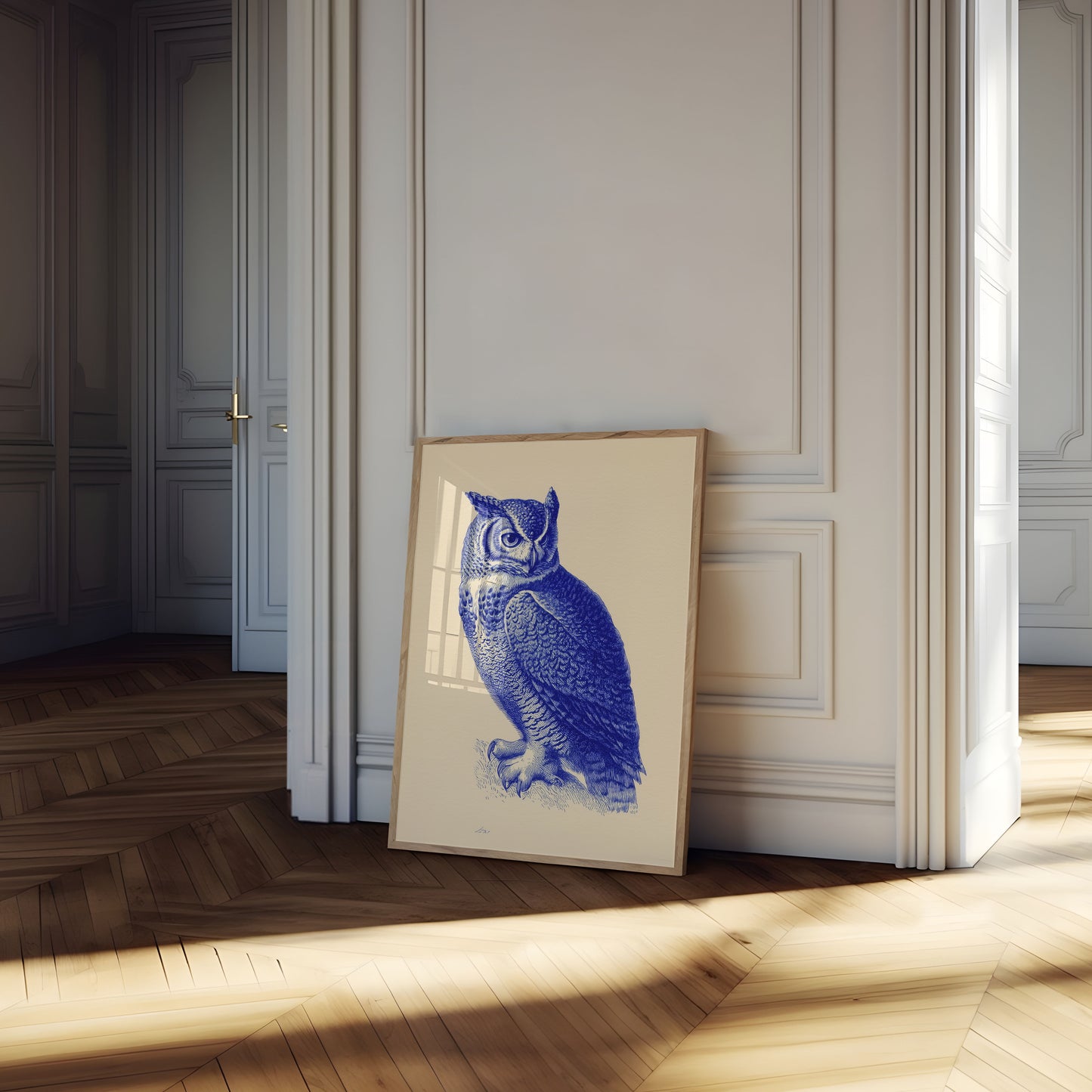 Blue Owl Illustration Poster