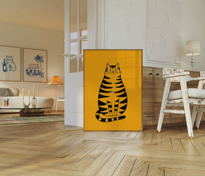 Fettes gestreiftes Tabby-Katzen-Plakat