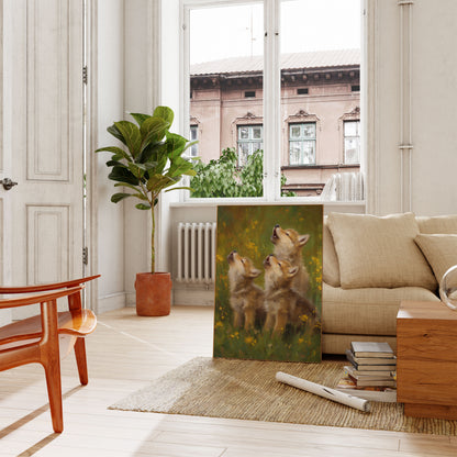 Wolves Howling in Meadow Poster