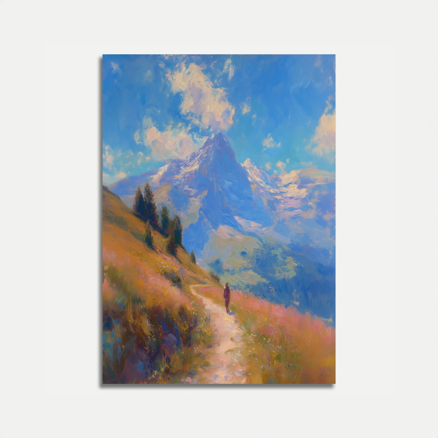 Cartaz Alpino do Montanhista com Vista Panorâmica