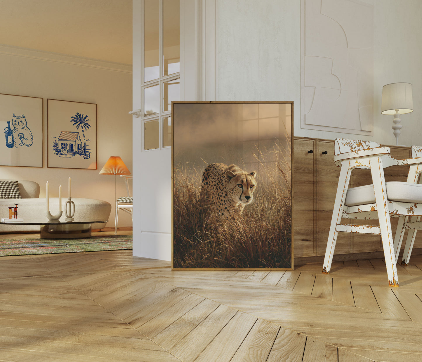 Póster de guepardo de Golden Grasslands