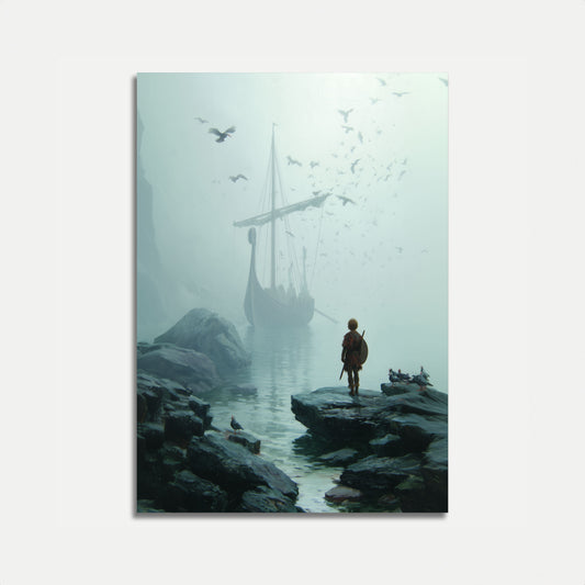 Viking Kriger ved Fjorden Plakat